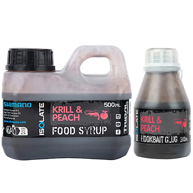 Cebo Especial Aditivos Shimano Isolate Krill & Peach Syrup/Glug Oferta Limitada