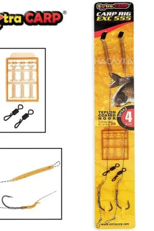 2 Anzuelos Montados Extra Carp 555 25lb Size 6 + Enganche Rapido Garantía De Devolución De Dinero