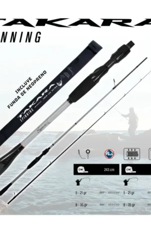 Descuento Turkana Sparus Takara Spinning 265 5-21g | Caña spinning sensible carbono 30T para depredadores costeros