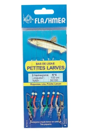 Bajo de línea Flashmer Pequeñas larvas 6 Anzuelos Venta Final